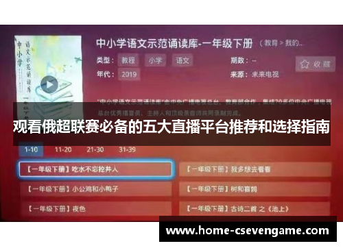 观看俄超联赛必备的五大直播平台推荐和选择指南